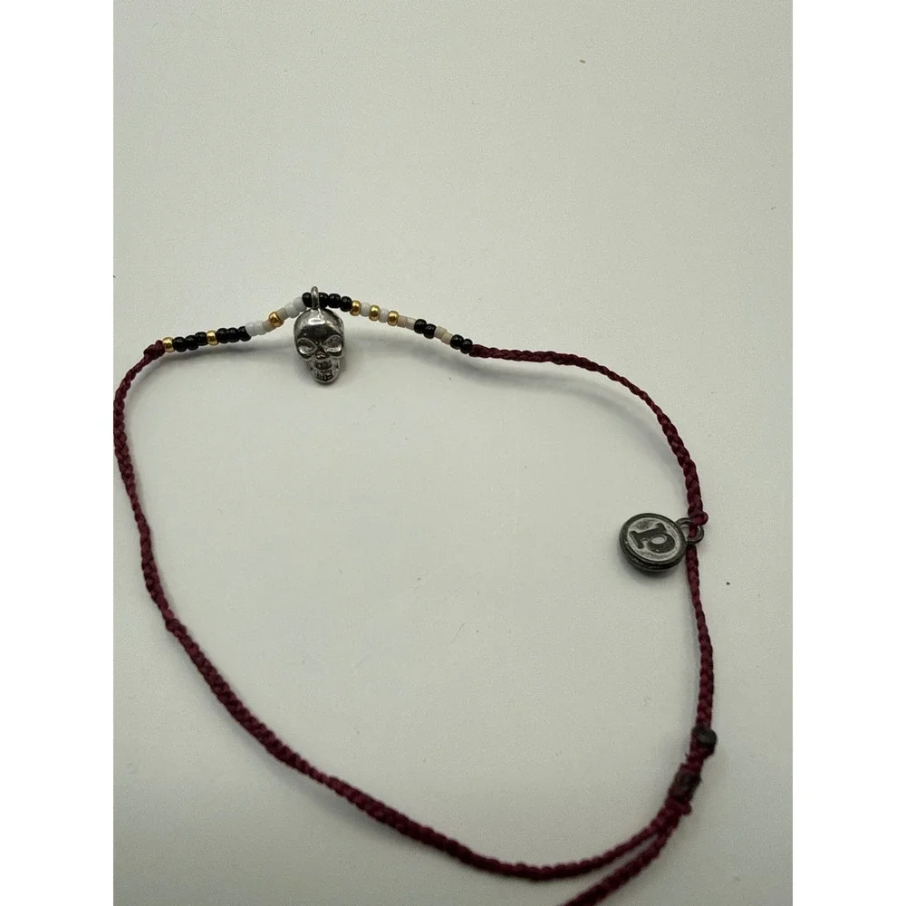 Pura Vida Bracelet Lot of 6 Woven Beaded Skull Mountain Charm Adjustable Stack